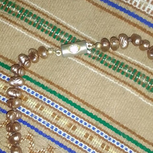 Aigner necklace for neck new, beige and gold