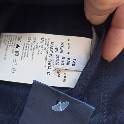 High Dark Blue Linen Pants for Women, Size S, Like New