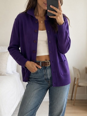Cardigan purple new, large oversized fit