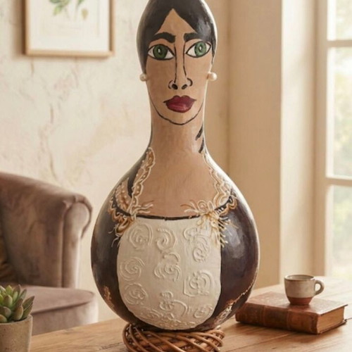 Sappho handmade decorative natural gourd art piece