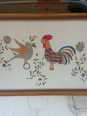 Handmade embroidered panel used, Greek folk art 95×68 cm