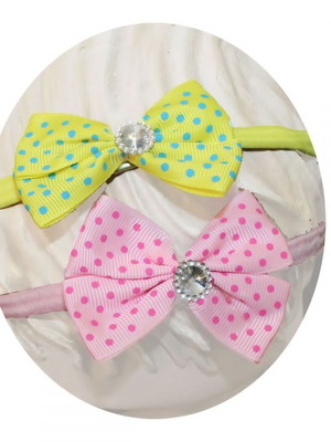 Children's headband with rhinestone 2 pcs pink and yellow new