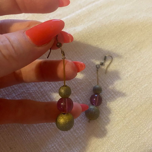 Dangling earrings like new, pink and gold color