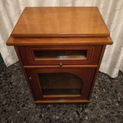 Vintage TV and Hi-Fi cabinet with 360° rotating base, walnut, like new