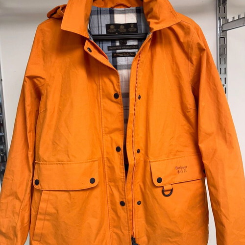 Barbour Women Hoody Jacket used, size 42, orange, waterproof