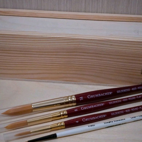 Watercolor Painting Brushes for Clay and Pottery New with Wooden Box