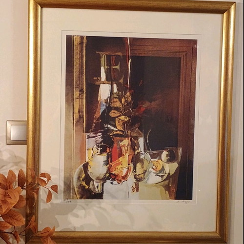 A. Apergi silk screen new with gold frame 43×53 and 67×80
