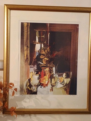 A. Apergi silk screen new with gold frame 43×53 and 67×80