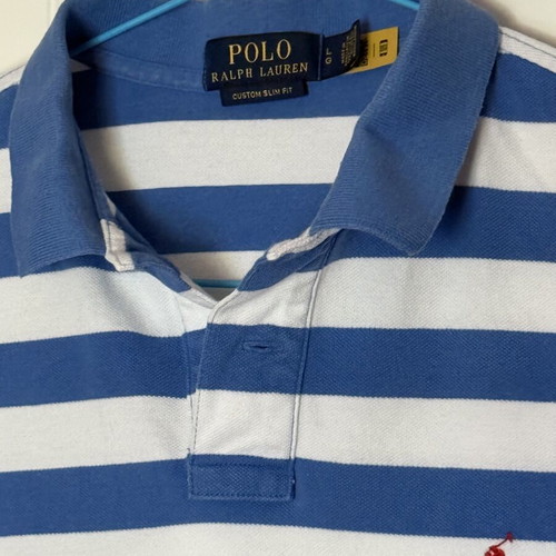 Polo Ralph Lauren Custom Slim Fit Shirt Large, like new, white and blue