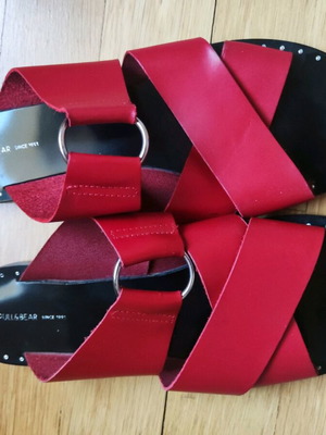 Leather sandals new, red, size 40