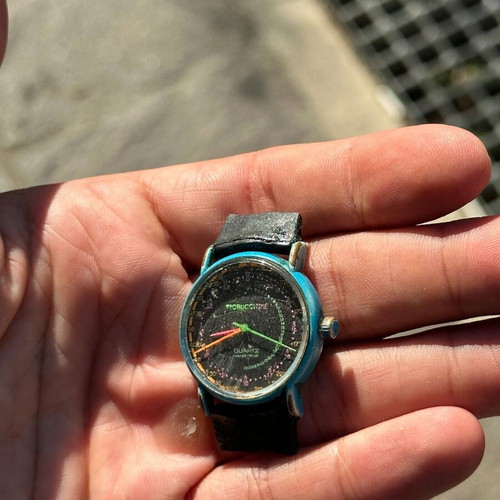 Vintage Fiorucci Time Quartz watch 90s neon black for repair