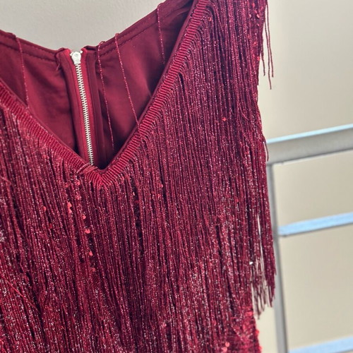 Bordeaux dress like new, shiny with sequins, size S
