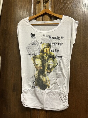 Blouse white used with small stain, sizes S and M