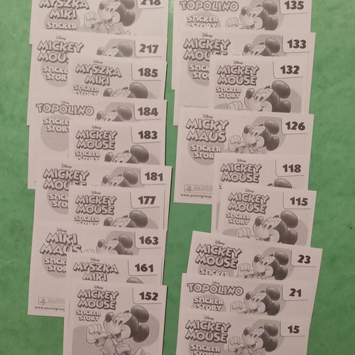 Mickey Mouse Panini stickers 2018 used, rare gold and shiny set of 21