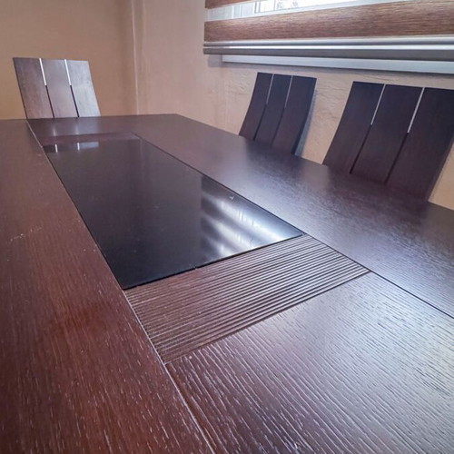 Wenge dining set with 6 solid wood chairs