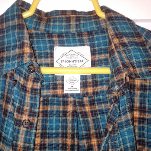 Checked shirt size Medium like new, cotton, green and orange