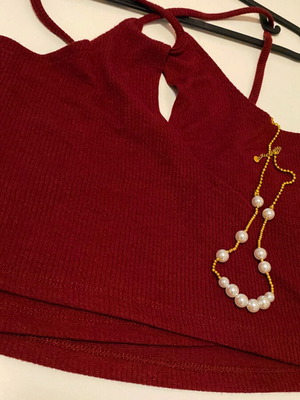 Burgundy t-shirt new with unique neckline design, size S