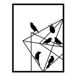  Διακοσμητικό τοίχου  3D  Birds on Wire Megapap μεταλλικό χρώμα μαύρο 37x2x49εκ.