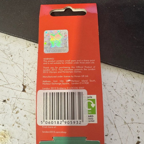London 2012 Olympic Paralympic Pin Badge new, limited collectible