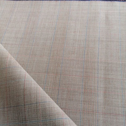 Dormeuil Optima Super 110’s wool fabric 4x1.5m striped beige red blue