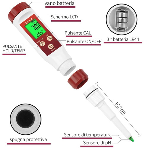 GIDIGI Digital pH Meter for Food like new with spear-type probe and ATC