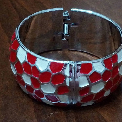 Bracelet cuff used red-white enamel