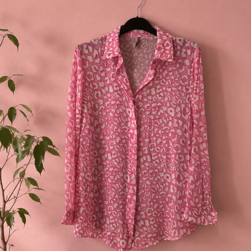 Animal Print Shirt used, pink, XL size