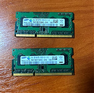 Μνήμες RAM για laptop 4GB (2+2) Samsung PC3 DDR3