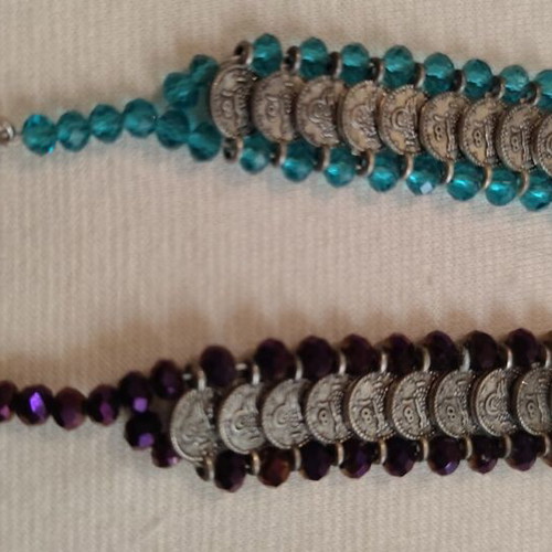 Vintage bracelets used, purple and turquoise, set of 2