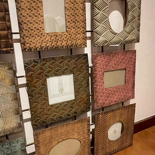 Metal wall photo frame with 9 slots like new