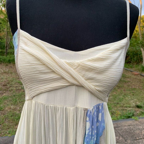 Long dress in archaic style like new, ivory viscose