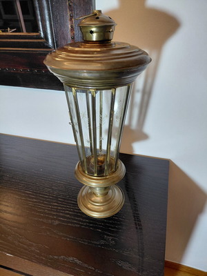 Vintage large lantern used, candle holder, 53cm height, glass wear