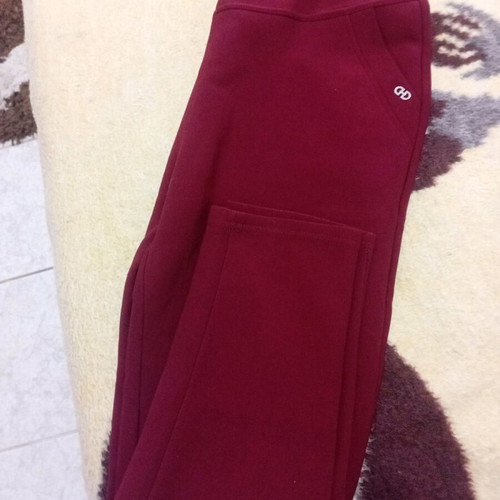 Red women's pants with fur inside like new, size L