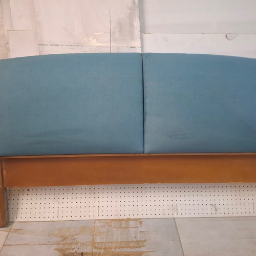 Double bed walnut with leather like new, 1.60x2m