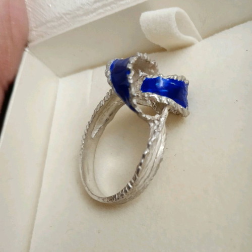 Silver 925 vintage ring with enamel size 59 like new