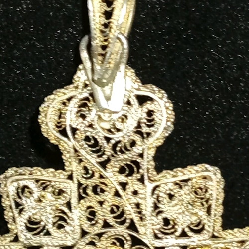 Filigree Epirus Cross 925 Silver Christ Gilded like new
