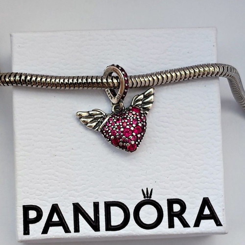 Pandora Charm Pink Heart with Angel Wings S925 ALE new