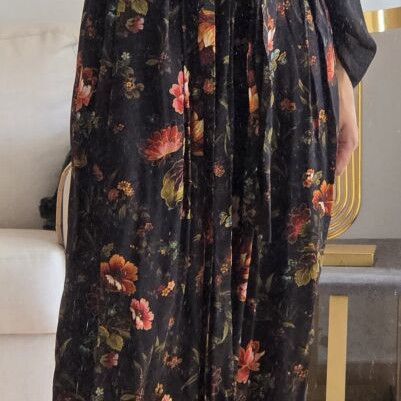 Finery Floral Print Maxi Jumpsuit like new, colorful, sheer sleeves