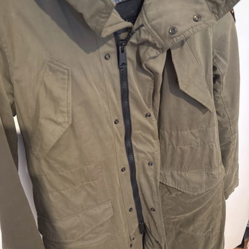 Replay long jacket with hood and fur lining, size S