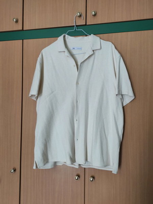 Zara men's shirt ecru new, cotton with rustic effect XL