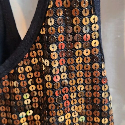 Sleeveless top used with gold sequins, size S