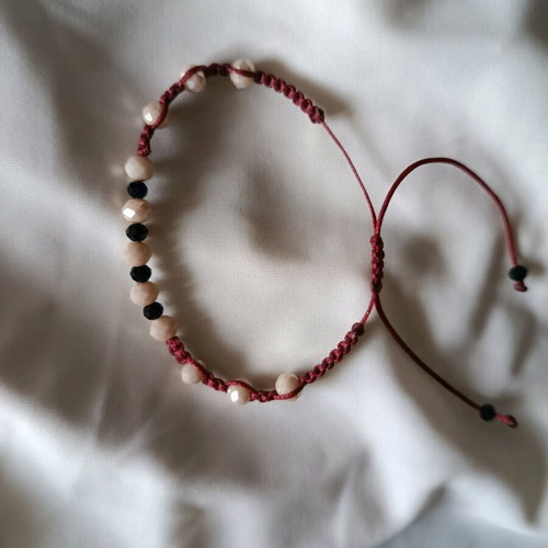 Handmade macrame bracelet new with burgundy waxed cord