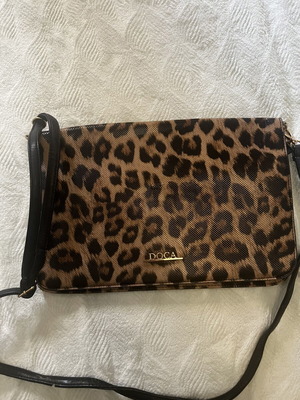 Doca Leopard Women Handbag used, brown multicolor
