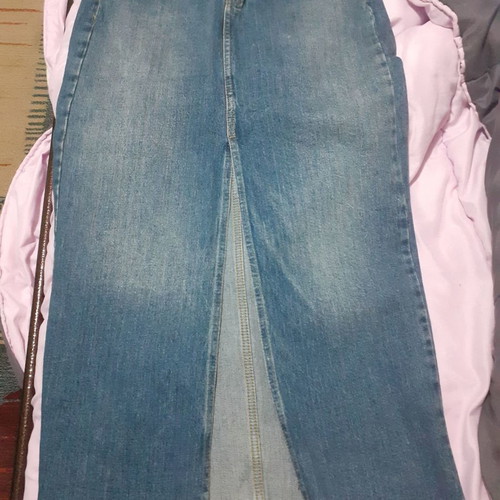 Stradivarius midi denim skirt new with slit, size 38