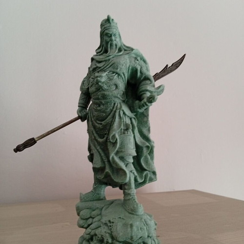 Collectible Guan Yu Statue with Metal Guan Dao Weapon, New
