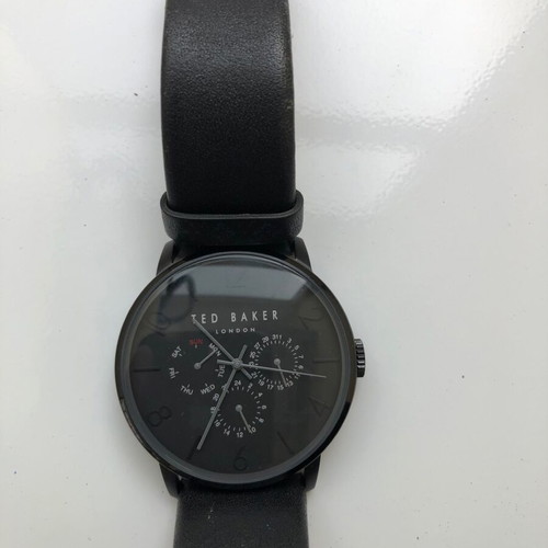 Ted Baker London men's watch like new, black leather strap