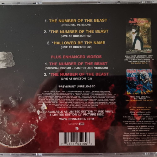 Iron Maiden The Number of the Beast CD single used, metal