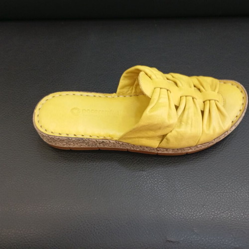 Yellow leather platform sandals, size 37