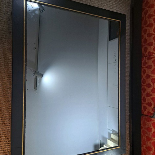 Vintage coffee table with mirror and brass legs used (1983)