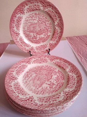 Eit England set of 6 porcelain dessert plates 19cm like new